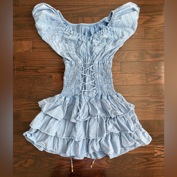Dresses & Skirts - Blue Ruffled Corset Boho Summer Dress